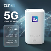مودم روتر 5G خانگی، قابل حمل و گیمینگ زد ال تی مدل x21 با پشتیبانی 32 کاربر، 8 آنتن داخلی، اتصال LAN و وایفای، رابط شیار سیمکارت، USB Type-C و RJ-45، منبع تغذیه آداپتور و پورت USB