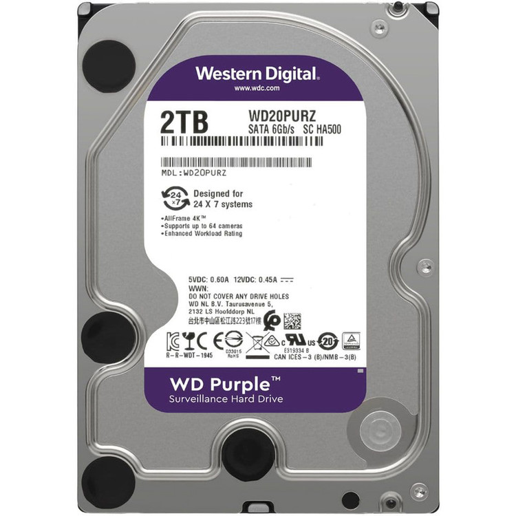 هارد اینترنال وسترن دیجیتال Purple WD20PURZ | ۲ ترابایت ویژه ضبط تصویر