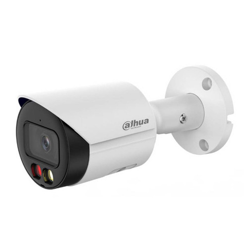 دوربین مداربسته بولت داهوا مدل DH-IPC-HFW2449S-S-LED 4 مگاپیکسل با لنز ثابت 2.8 و 3.6 میلیمتری، دیددرشب رنگی 30 متر، میکروفن داخلی، پشتیبانی از کارت حافظه 256 گیگ، استاندارد حفاظتی IP67، فناوری WDR، HLC، BLC، Smart Motion Detection و POE